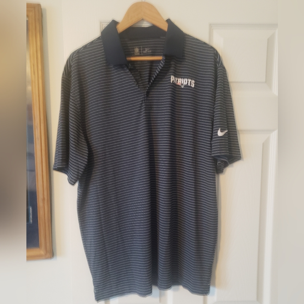 NFL Men's Navy Striped New England Patriots Polo Shirt NWOT XL